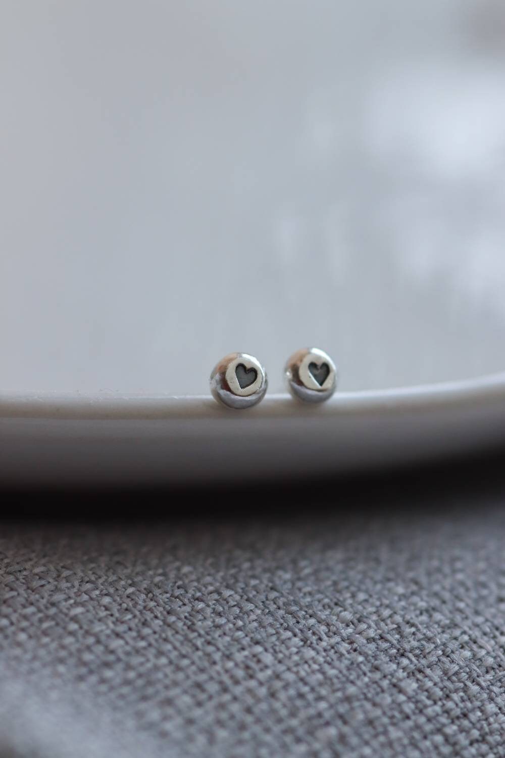 Tiny Silver Heart Earrings