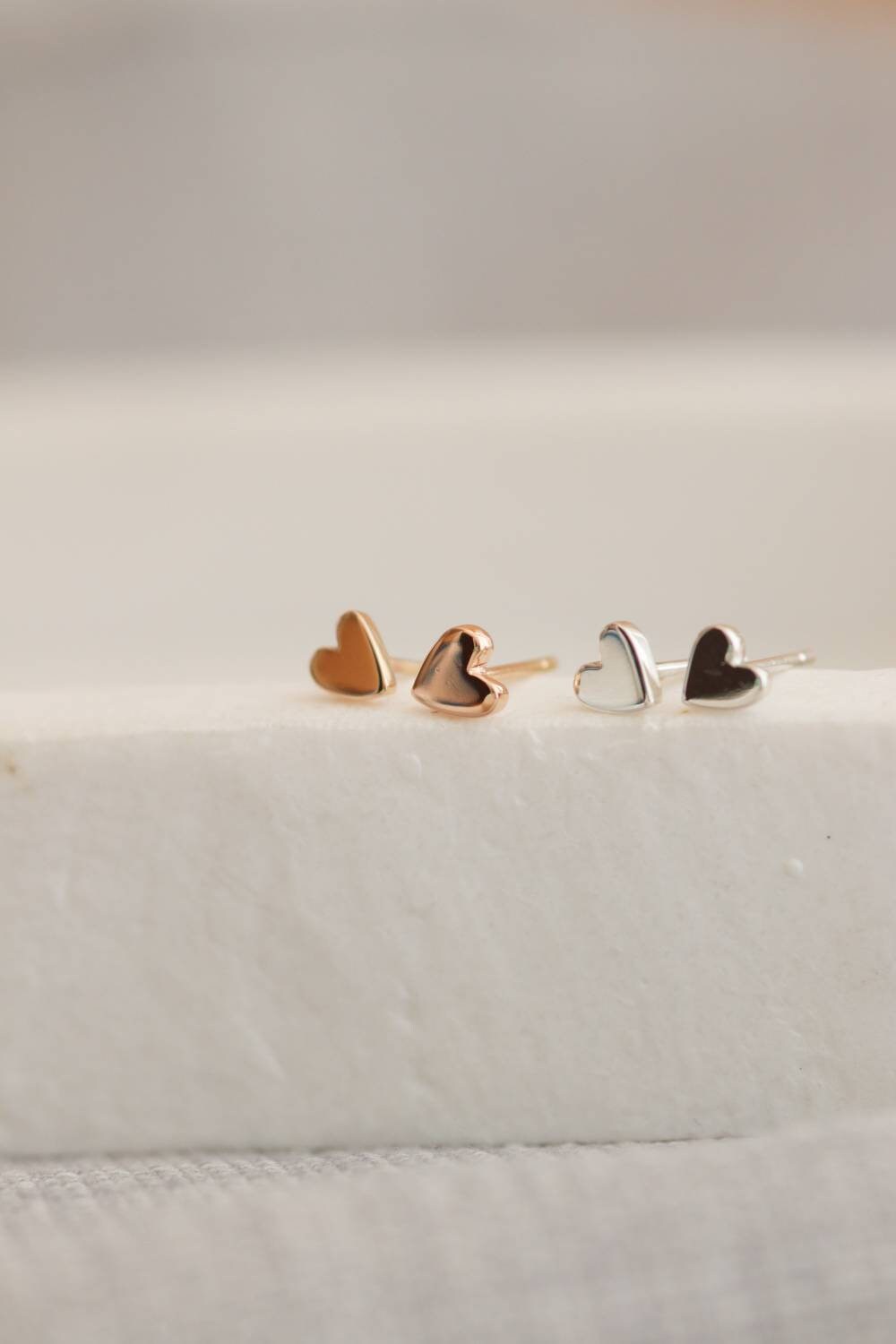 Tiny Hand-Pierced Silver Heart Studs