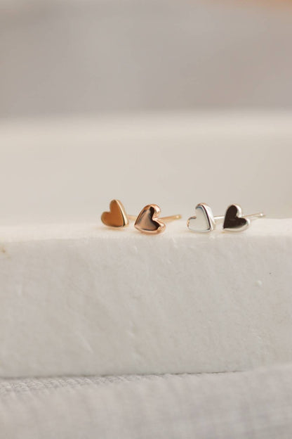 Tiny Hand-Pierced Silver Heart Studs