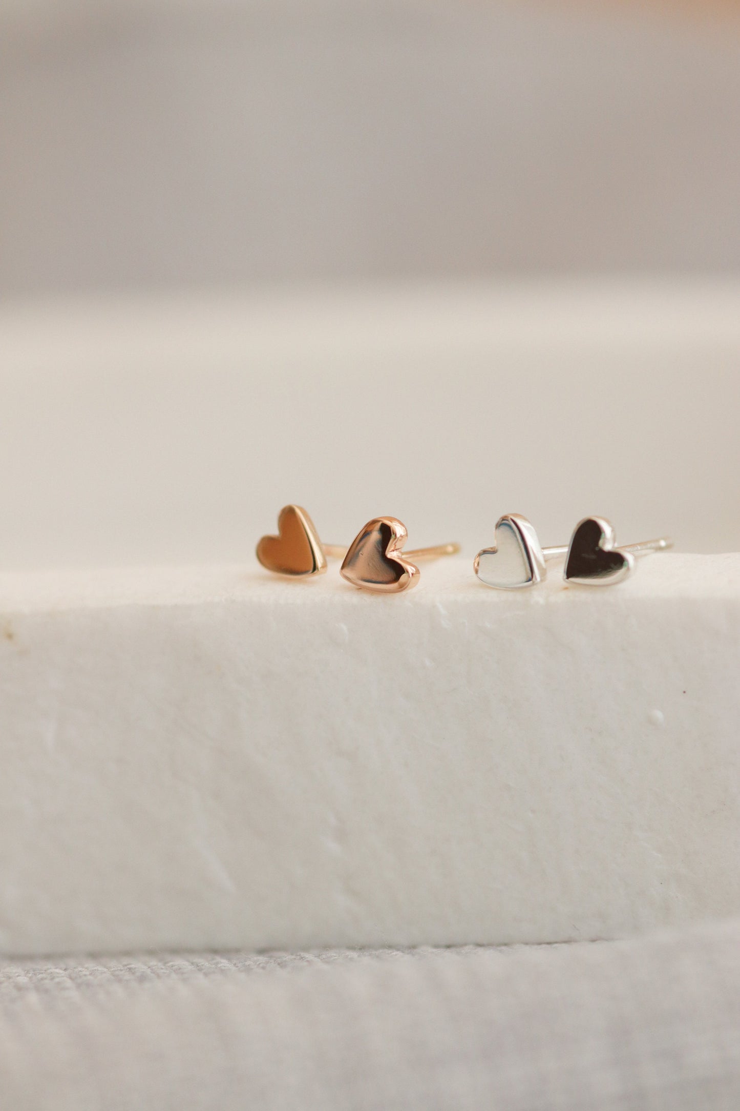 Solid 9ct Gold Love Heart Earrings // Handmade, Hand Pierced 9ct Gold Studs // Chunky Gold Hearts