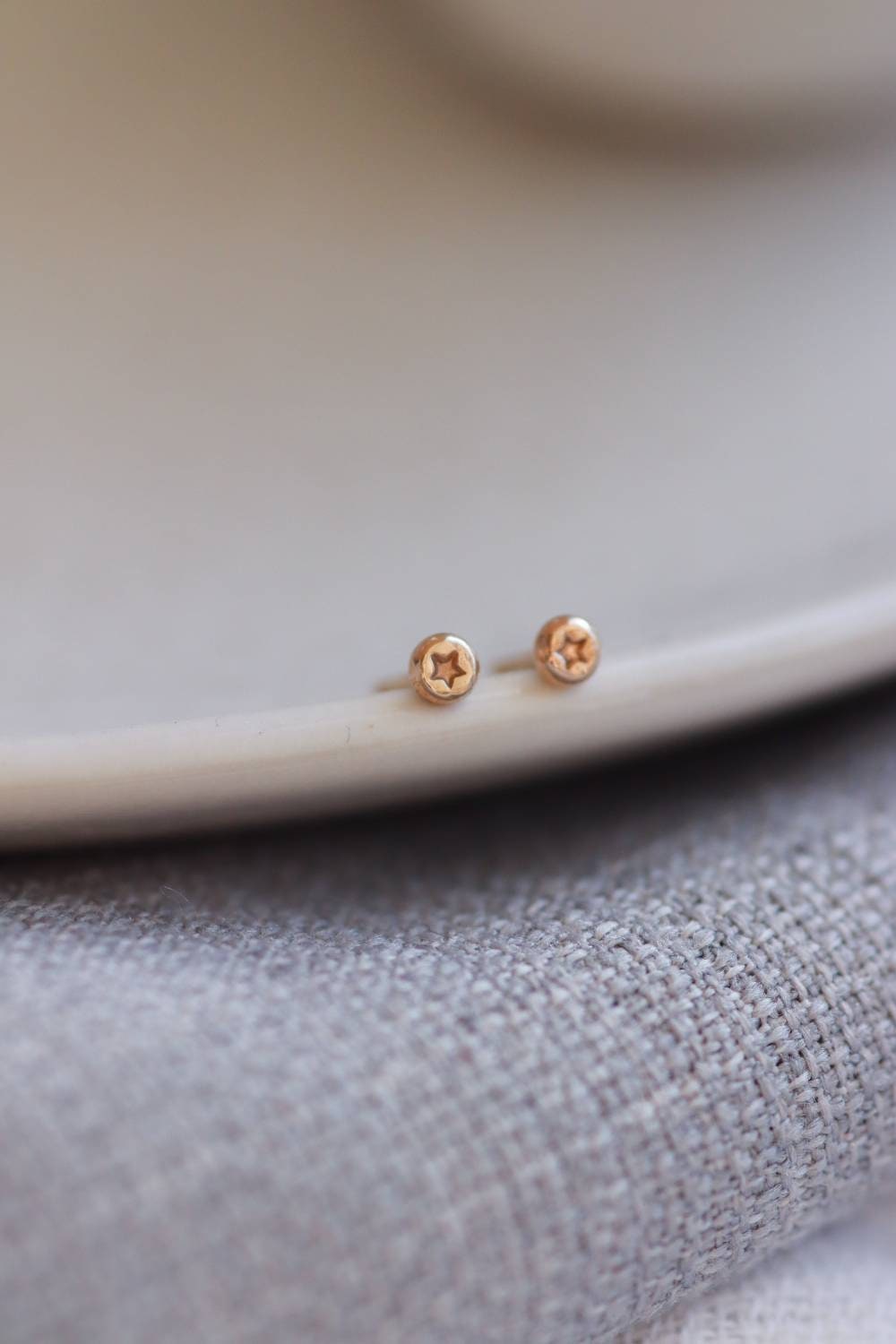 Solid Gold Little Star Earrings