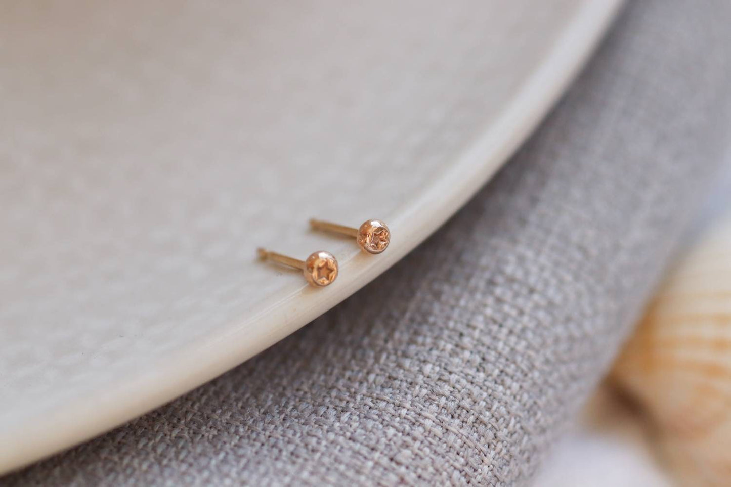 Solid Gold Little Star Earrings