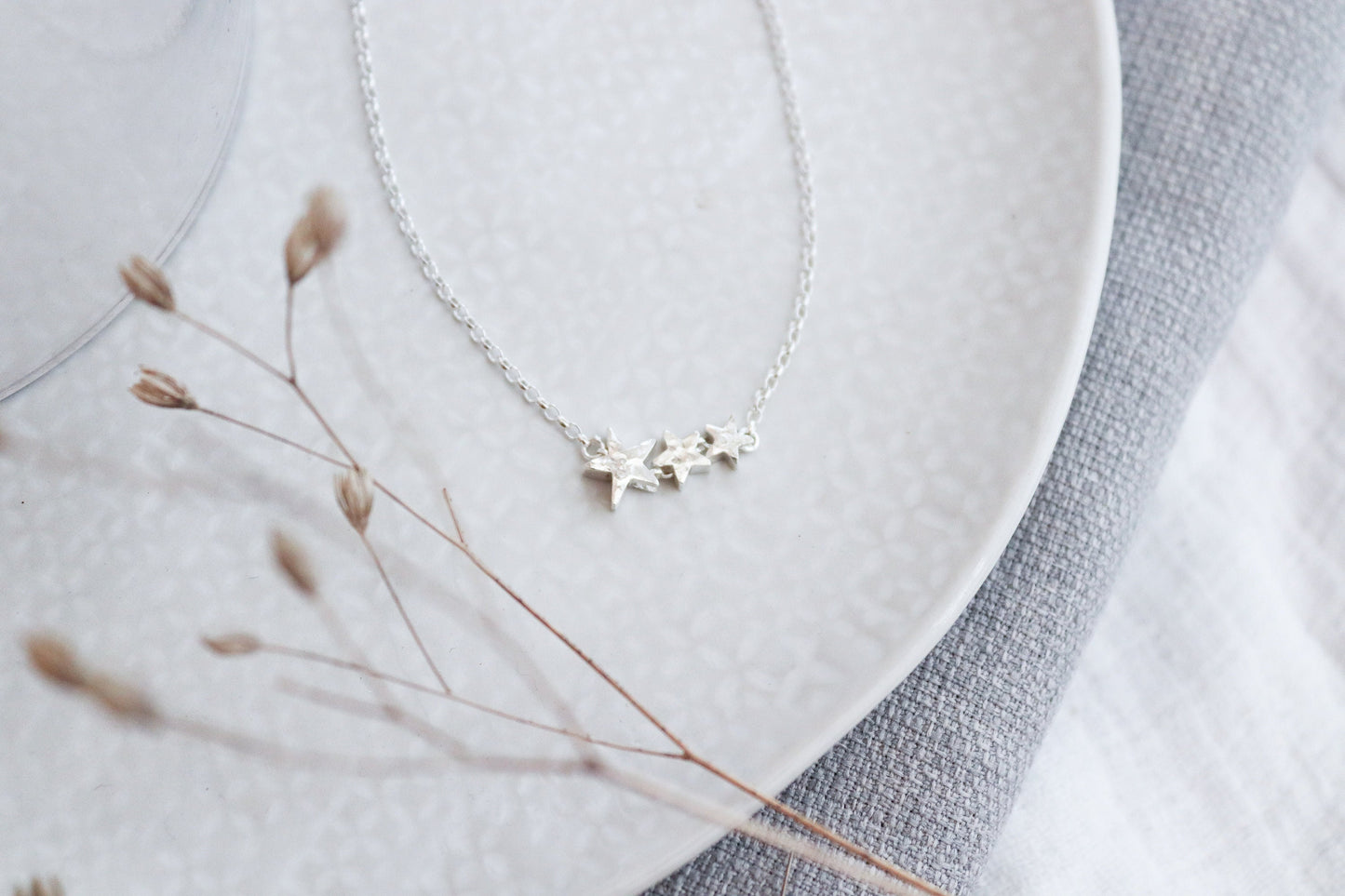 Personalised Silver Star Trilogy Necklace