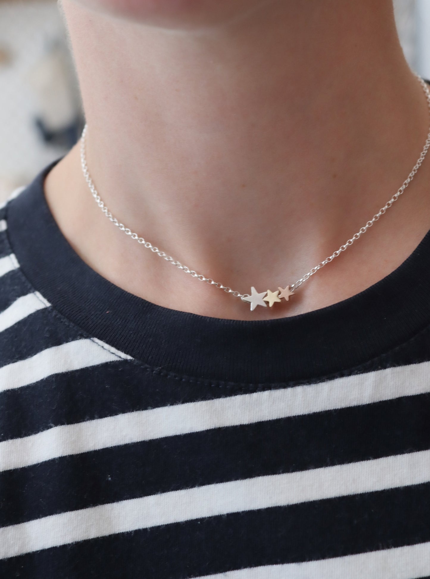 Personalised Silver Star Trilogy Necklace