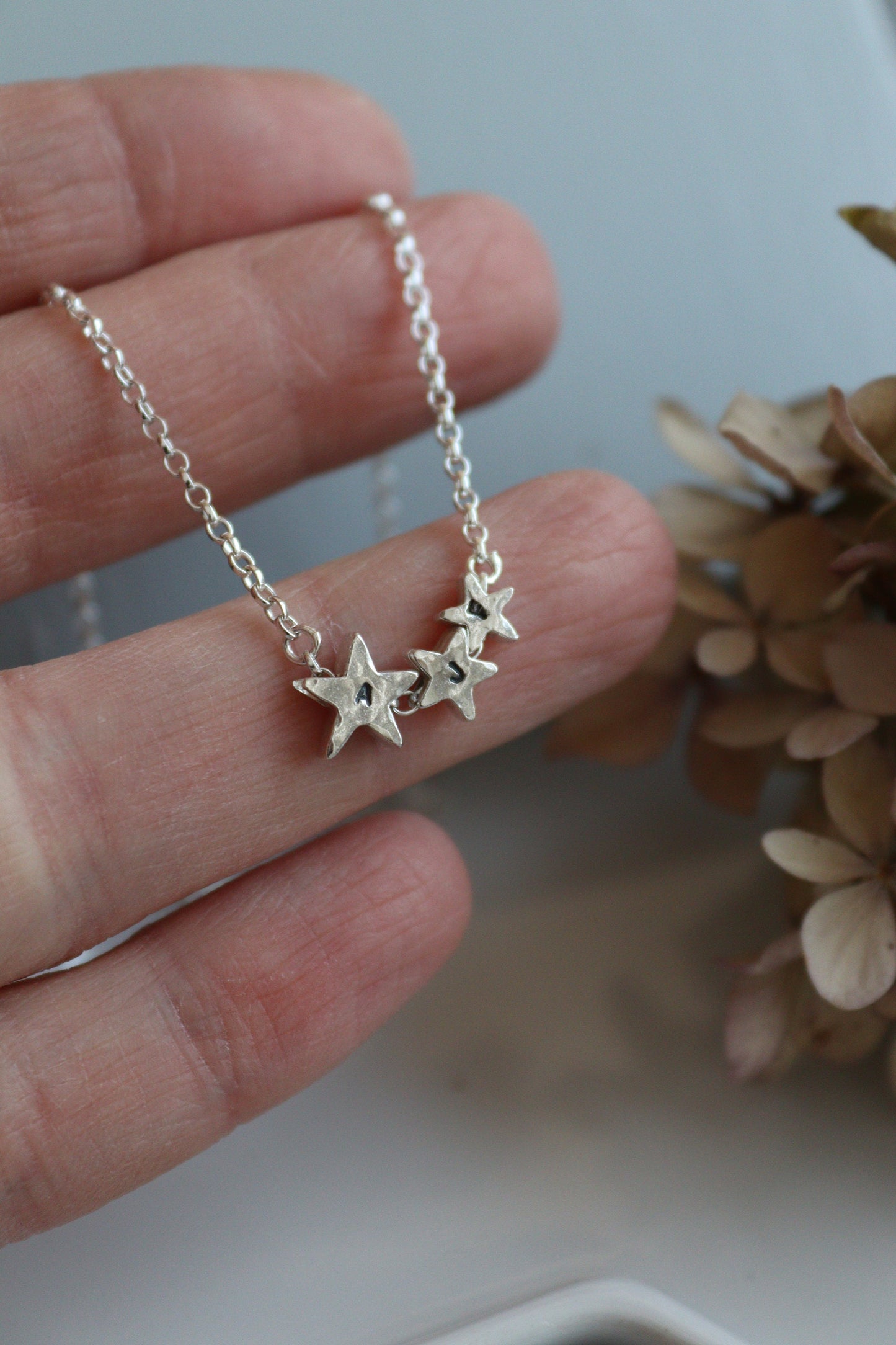 Personalised Silver Star Trilogy Necklace