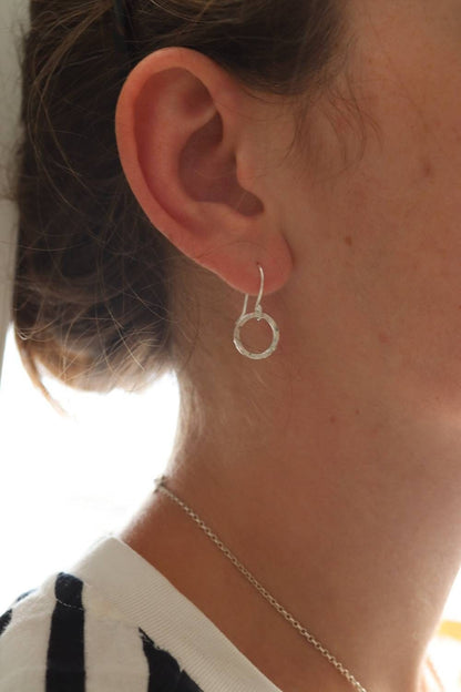 Dangly Silver Circle Earrings