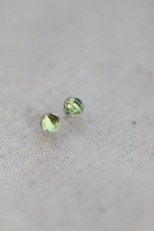 Peridot Stud Earrings in Silver - August Birthstone