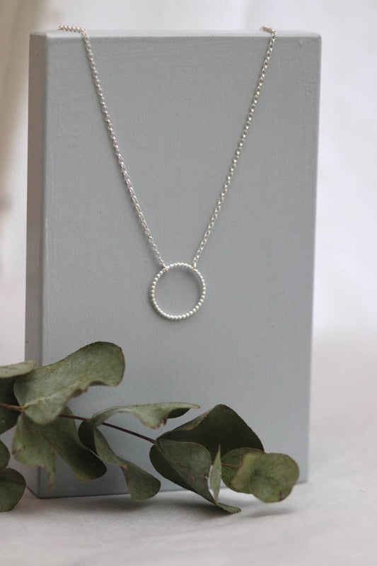 Silver Beaded Circle Necklace