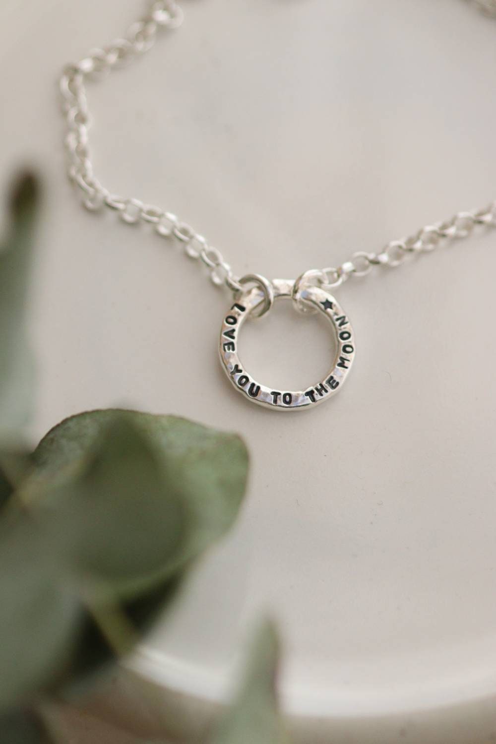 Love You To The Moon Silver Circle Message Bracelet