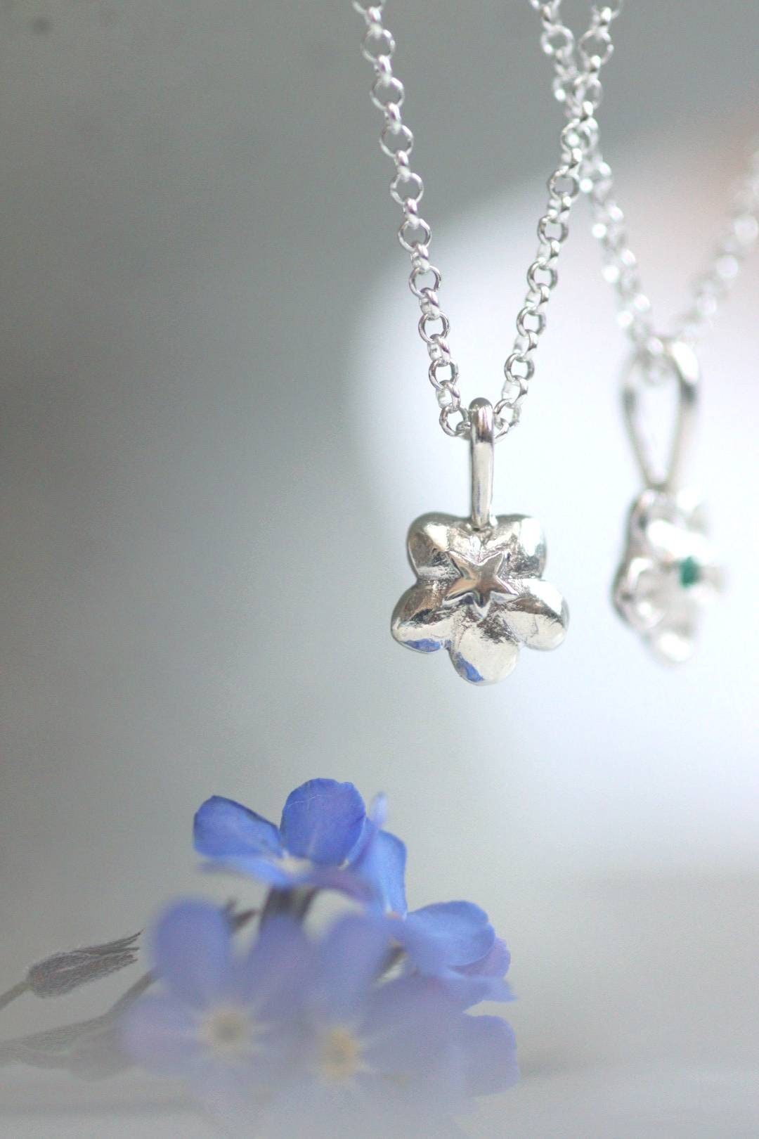 Forget-me-not Silver Necklace With Blue Sapphire