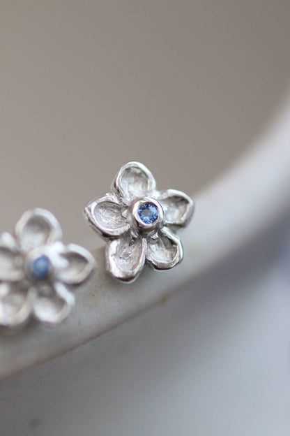 Forget-Me-Not Earrings Silver & Sapphire