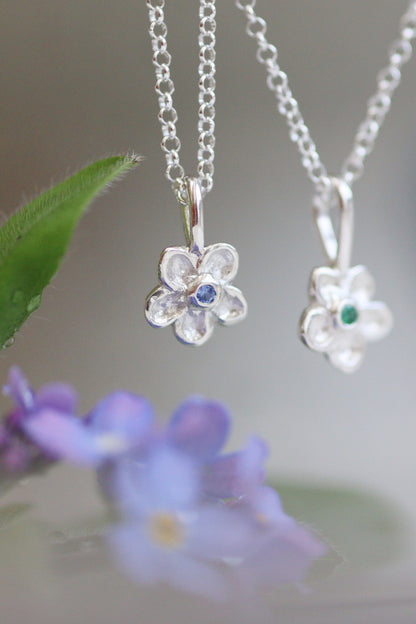 Forget-me-not Silver Necklace With Blue Sapphire