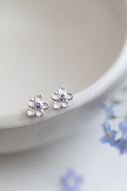 Forget-Me-Not Earrings Silver & Sapphire