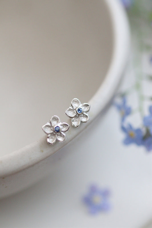 Forget-Me-Not Earrings Silver & Sapphire