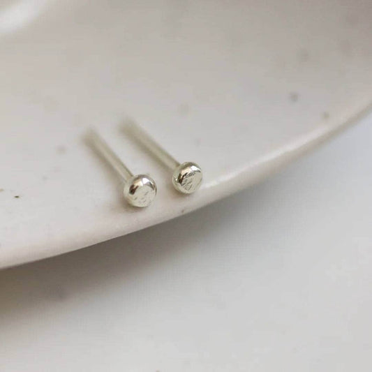 9ct White Gold Tiny Dot Stud Earrings